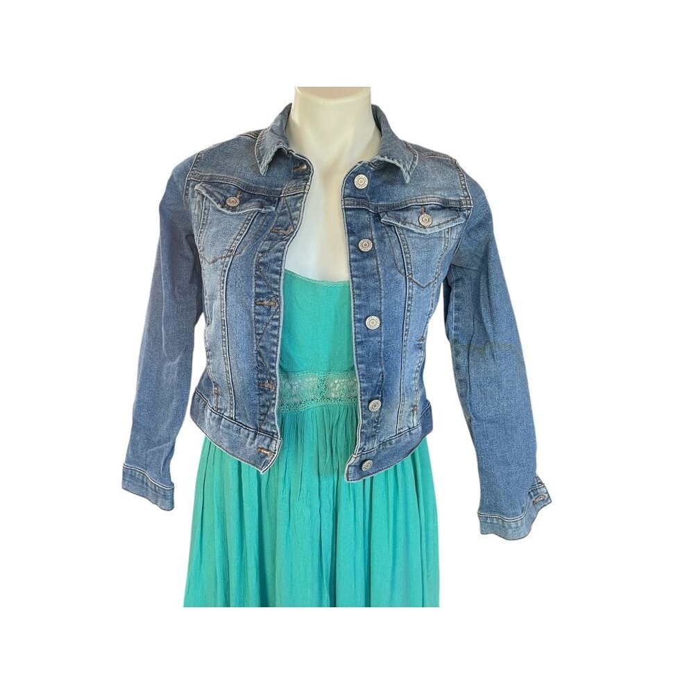 Mudd Girls Denim Jean Jacket Size 16 Blue Cotton Polyester Spandex